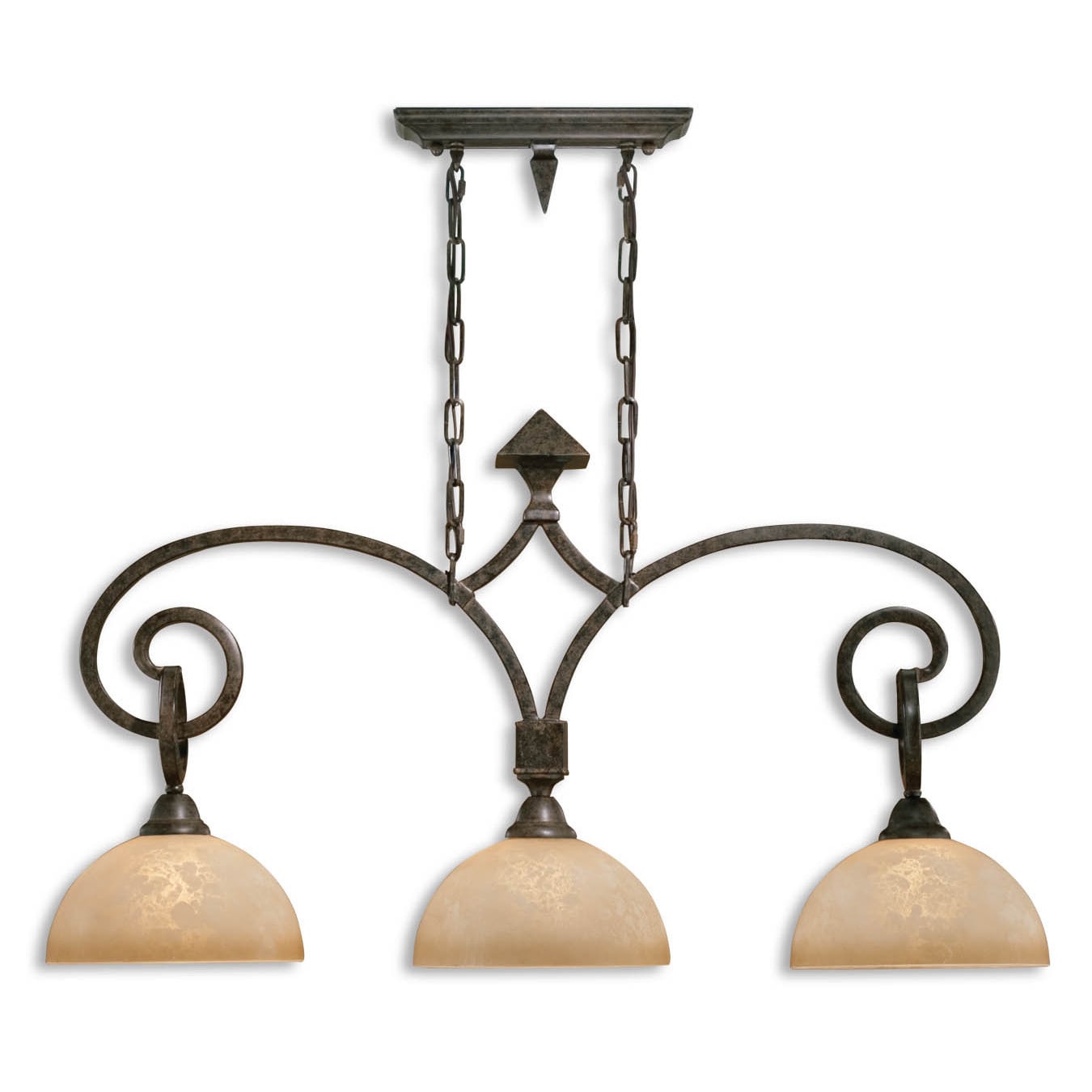 Legato 3 light Metal And Glass Kitchen Island Lighting Fixture