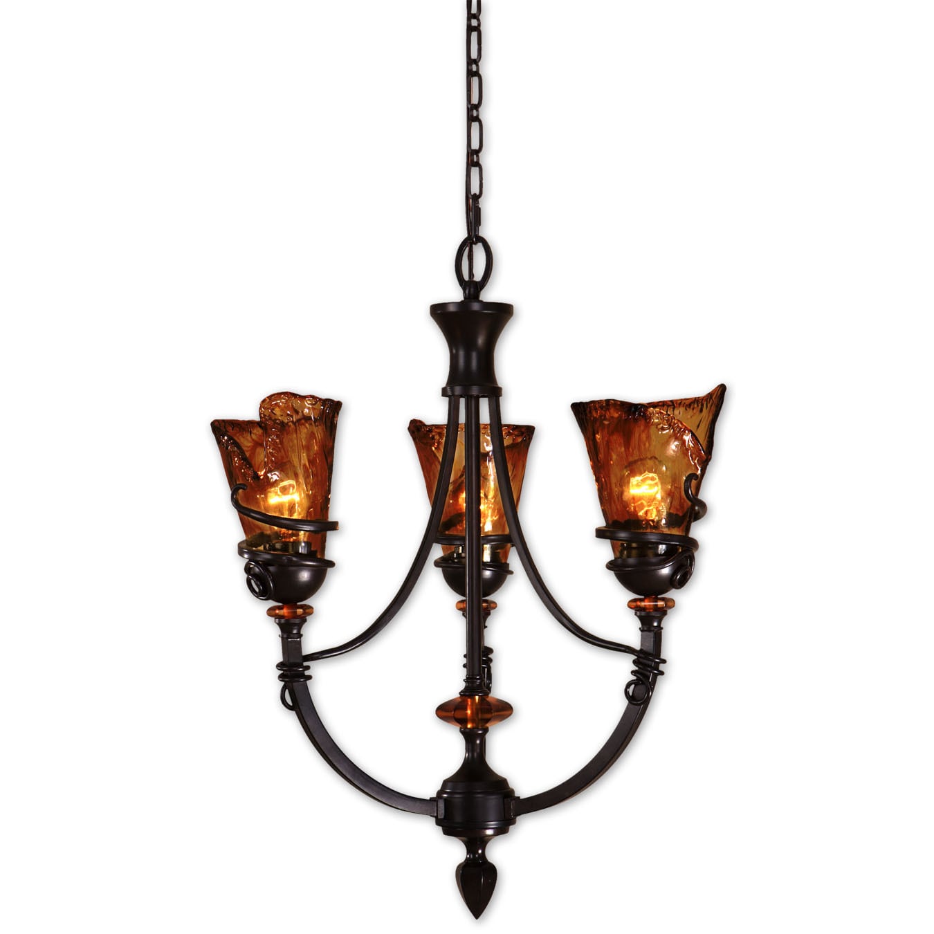 Vitalia 3 light Oil Rubbed Metal, Glass And Resin Chandelier