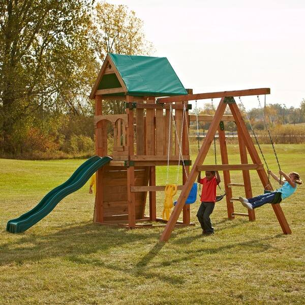 Shop Swing N Slide Trekker Wooden Swing Set Kit With Slide