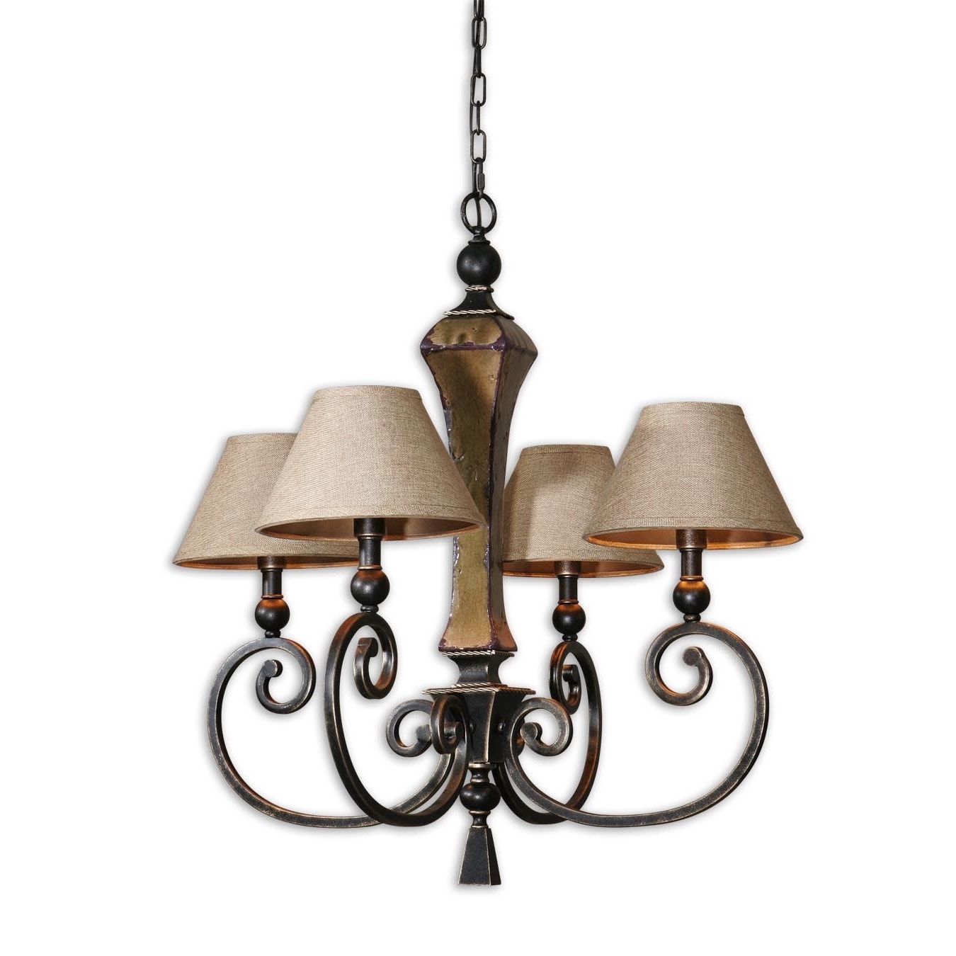 Porano 4 Light Chandelier Metal, Ceramic, Resin Fabric Lighting Fixture