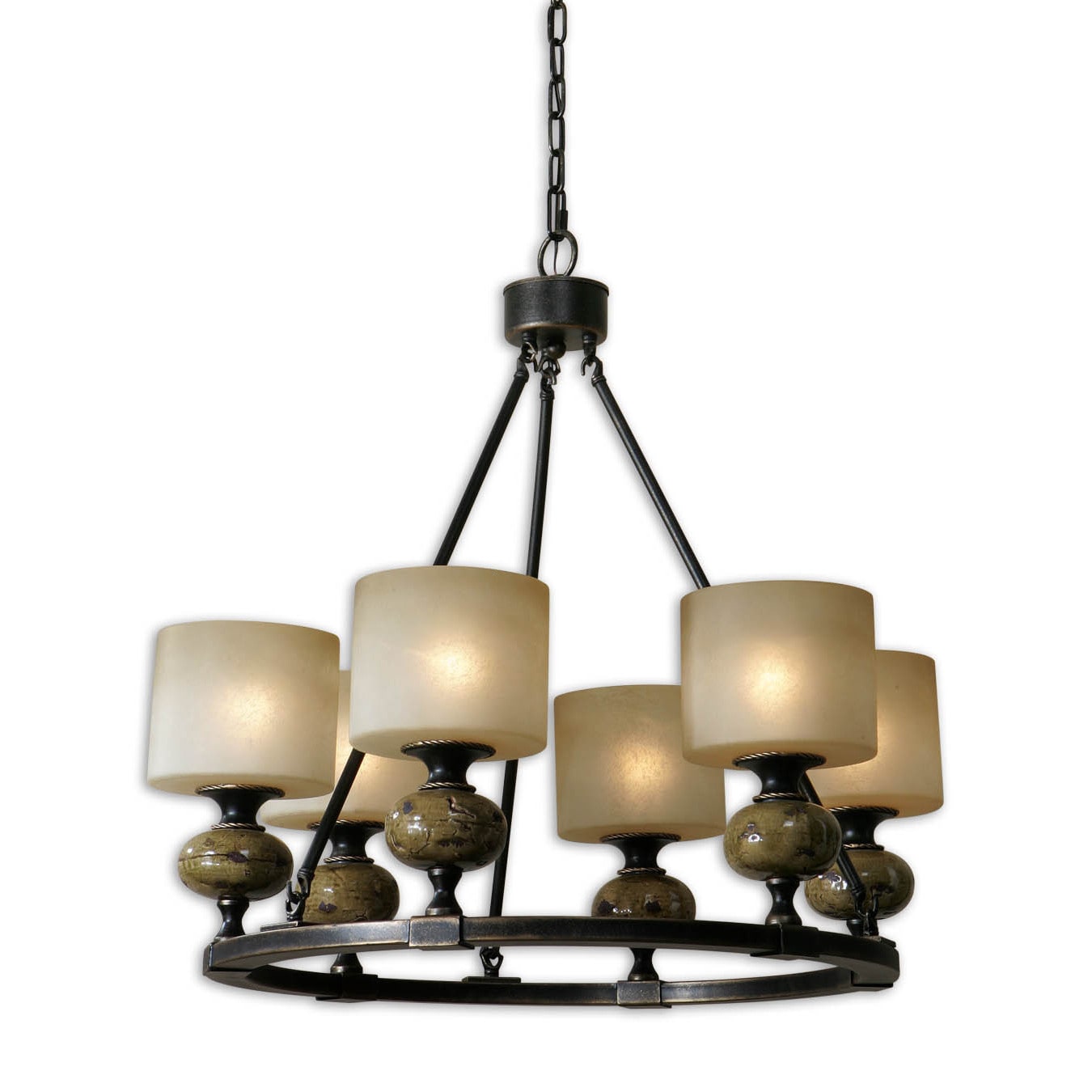 Porano 6 light Metal Ceramic Glass Resin Chandelier