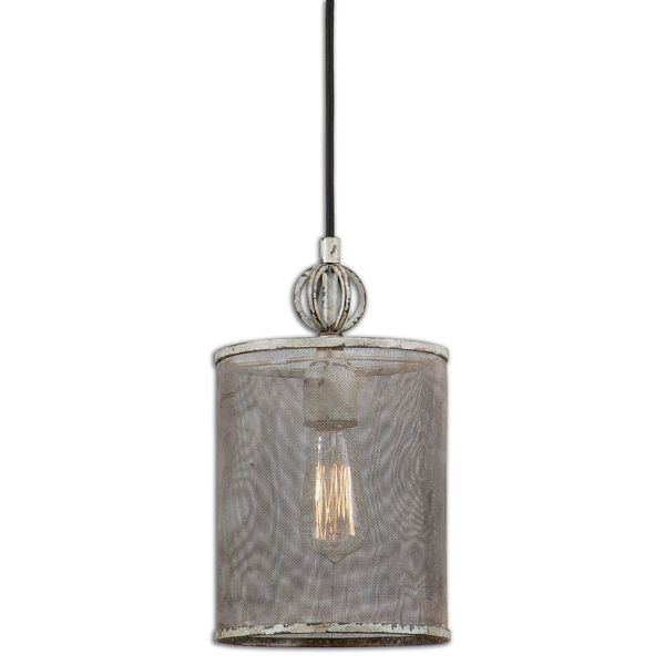 Uttermost Pontoise 1-light Distressed Ivory Metal Mini Pendant