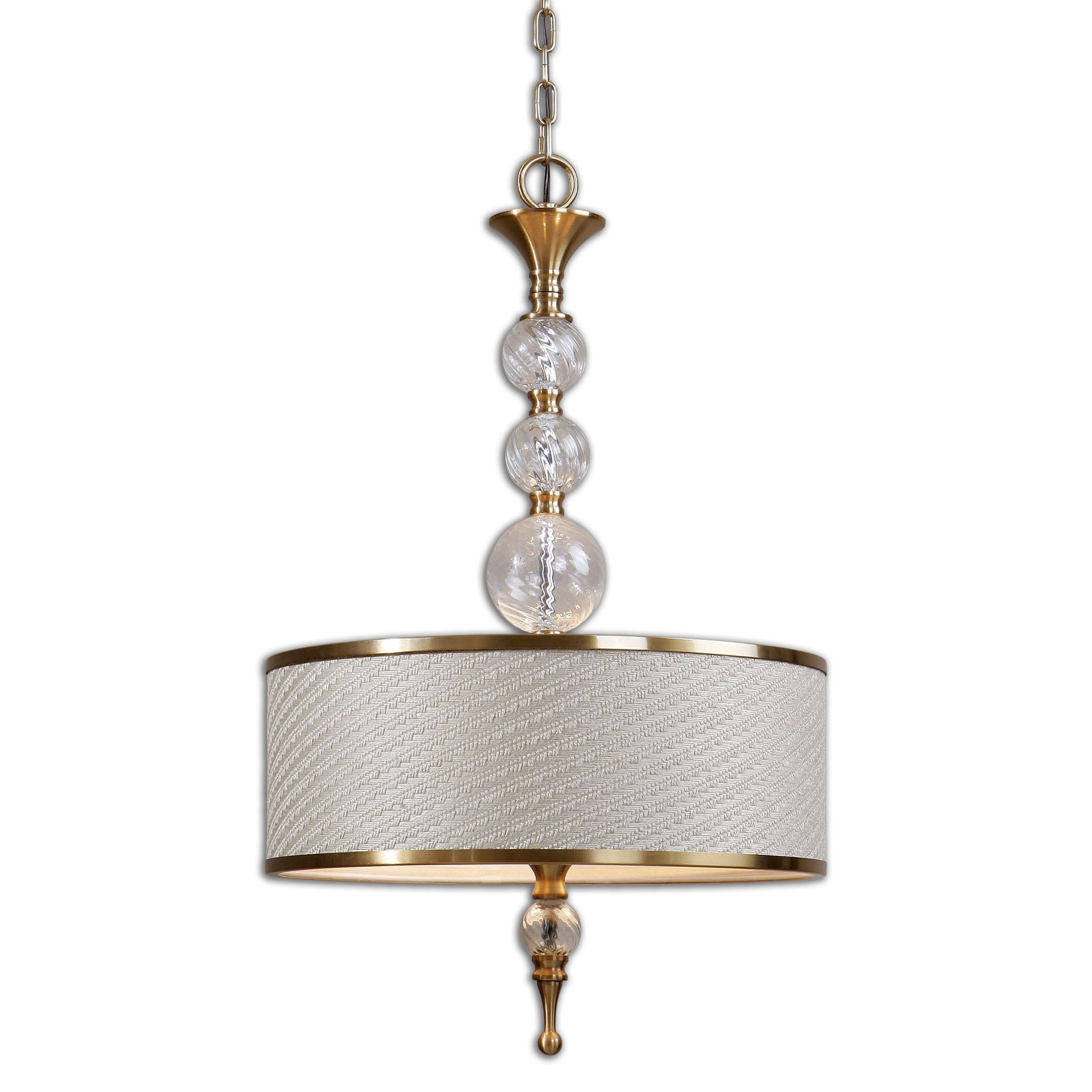 Dueville 3 light Pendant Metal Glass Fabric lighting Fixture