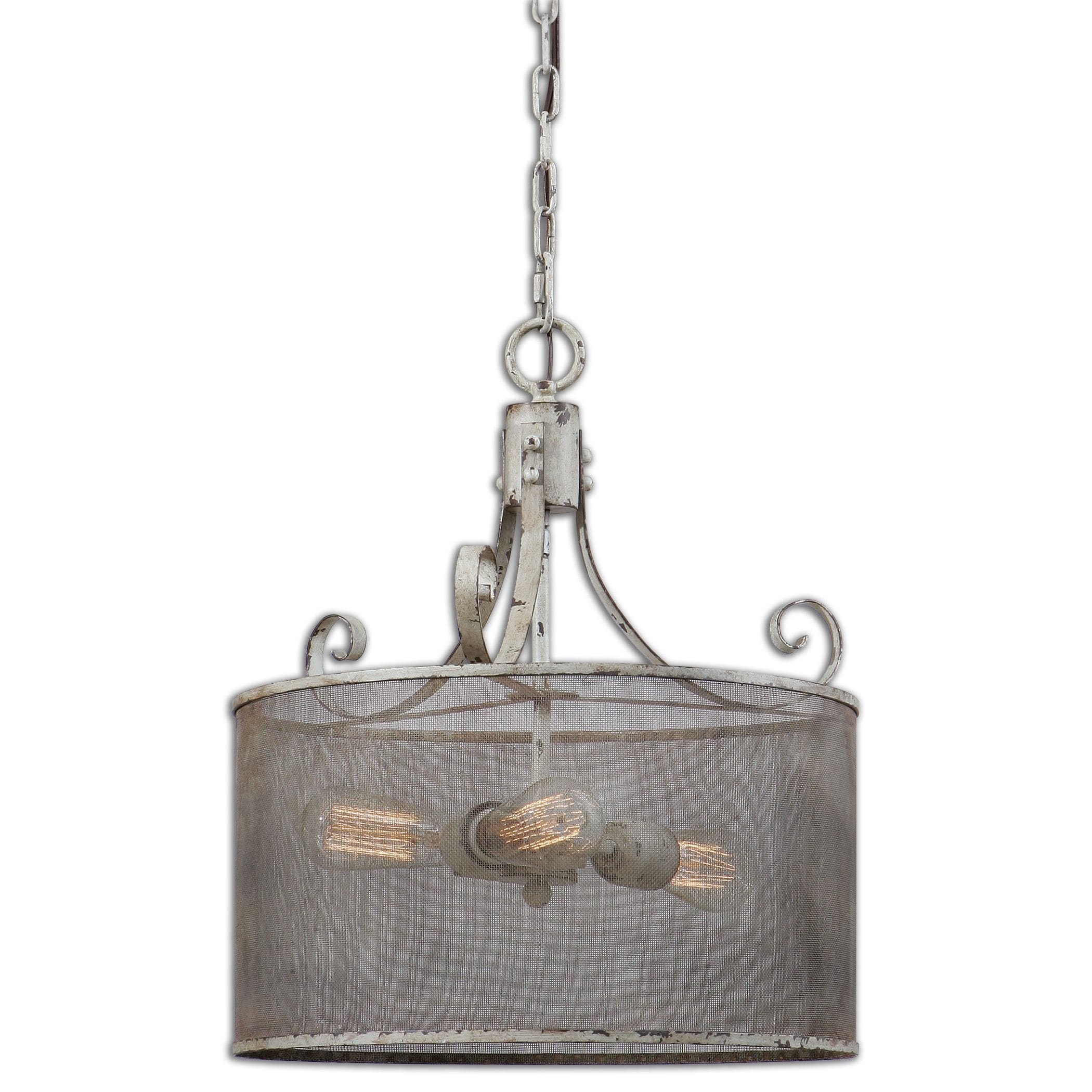 Pontoise 3 light Antique Ivory Metal Pendant