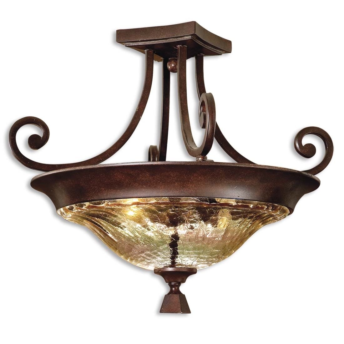 Elba 2 light Semi Flush Mount Metal And Glass lighting Fixture