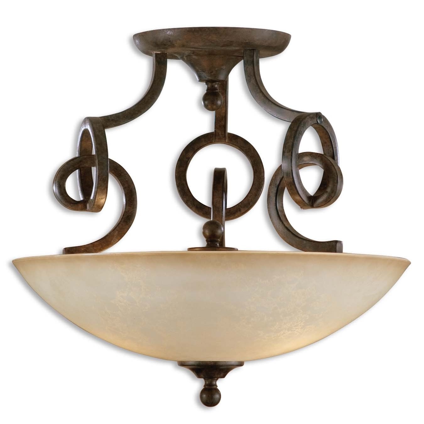 Legato Semi Flush Mount Metal And Glass lighting Fixture