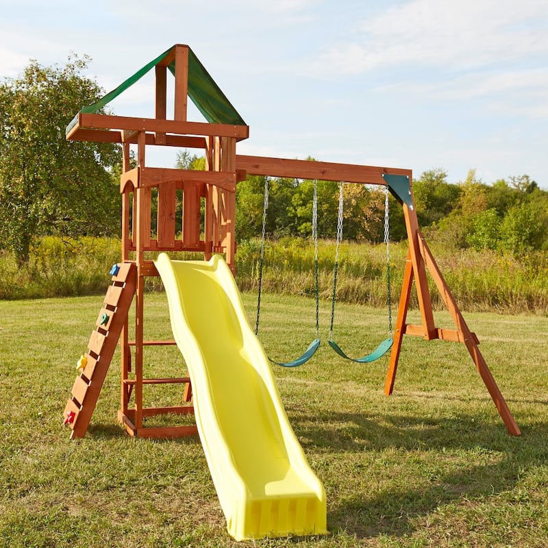Swing-N-Slide Scrambler Wood Outdoor Swing Set - 120" x 122" x 108"