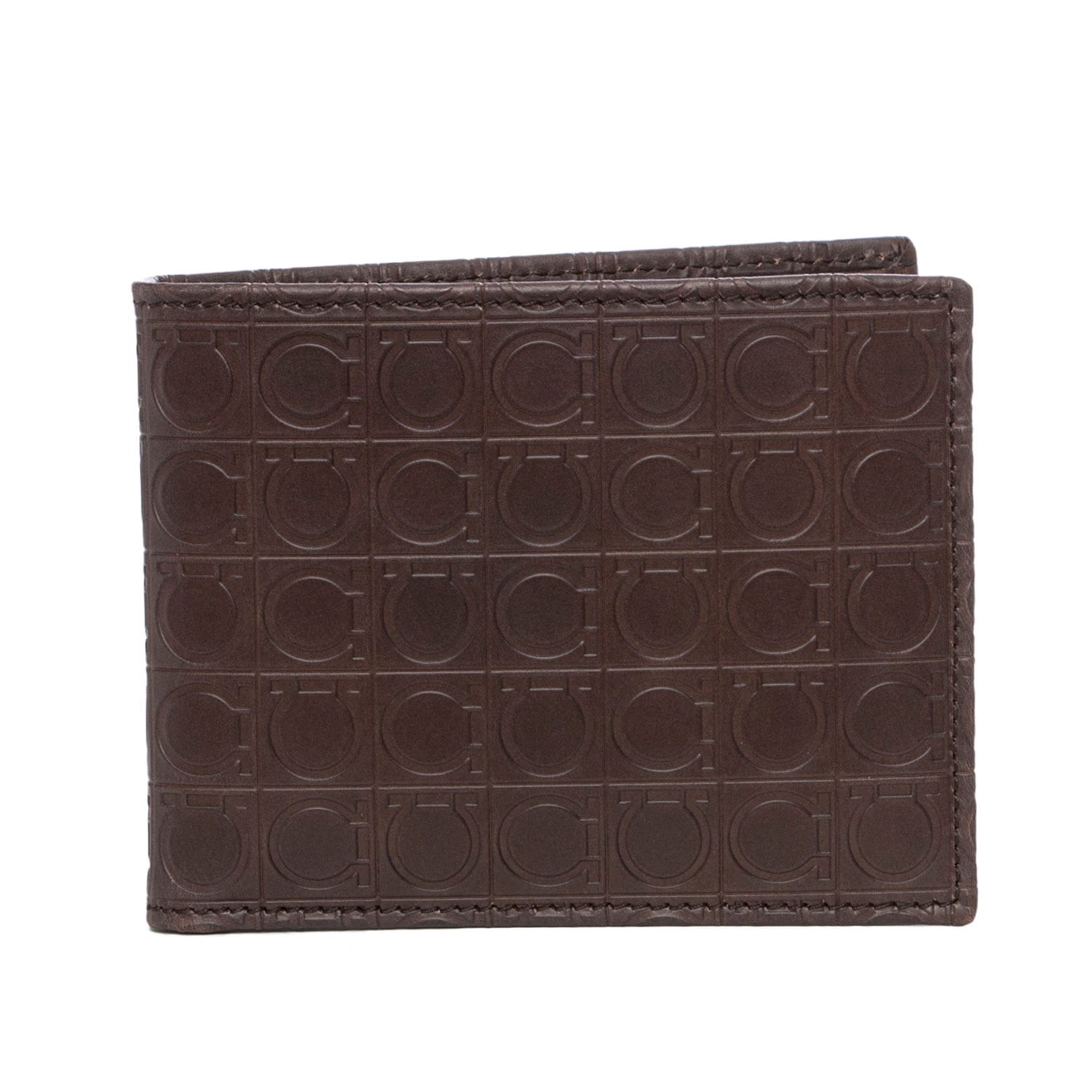 Salvatore Ferragamo Brown Gancio Embossed Bi fold Wallet