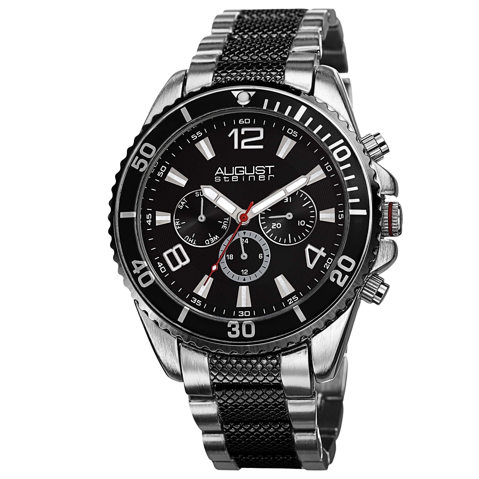 August Steiner Men's Swiss Quartz Multifunction Two-Tone Bracelet