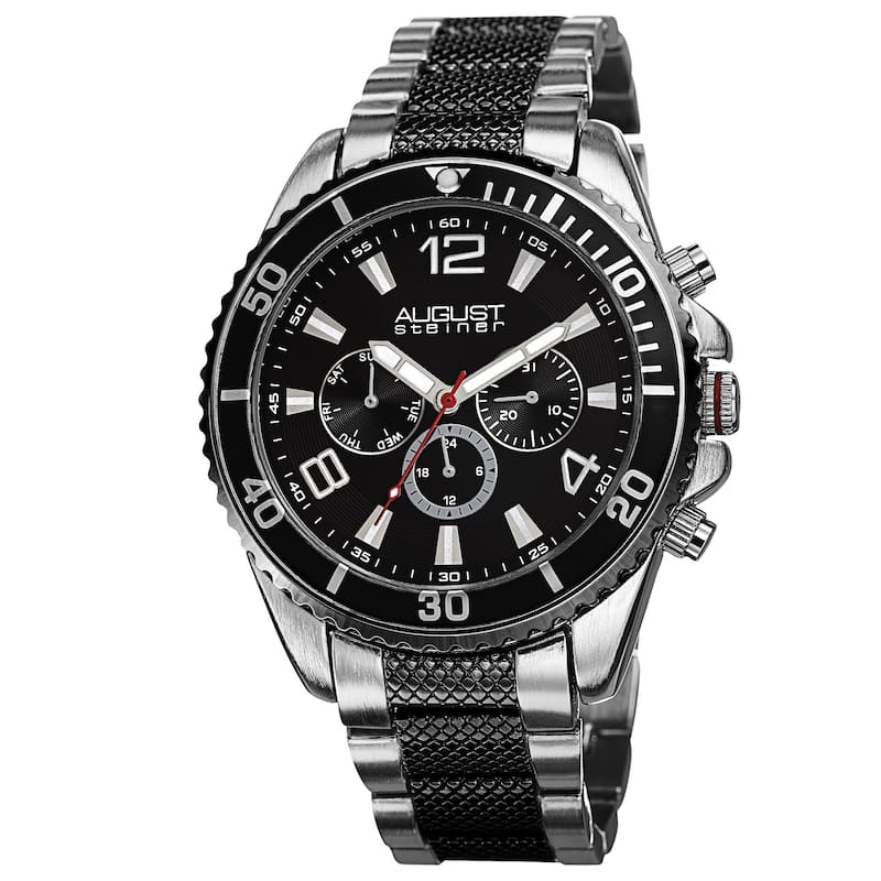 August Steiner Men's Swiss Quartz Multifunction Two-Tone Bracelet Watch