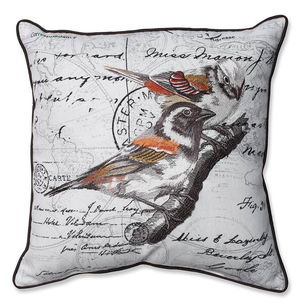 Correspondance Embroidered Birds 16.5-inch Corded Linen Blend Throw ...