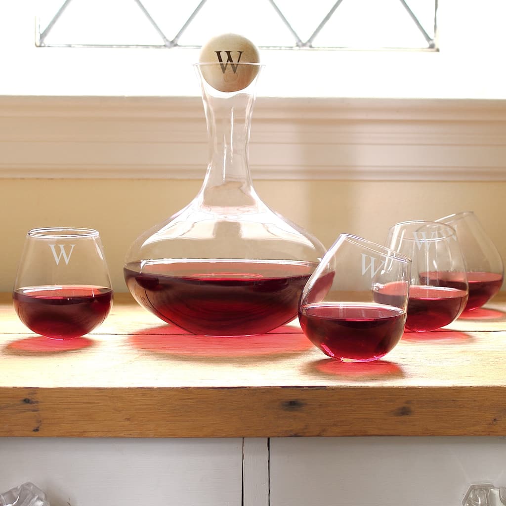 Personalized 5-piece Wine Decanter & Tipsy Tasters Set