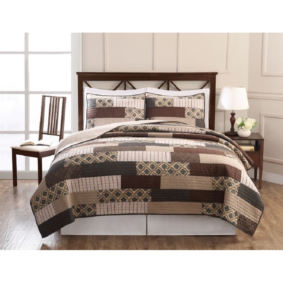 Arcadia Patchwork Cotton 3 piece Quilt Set