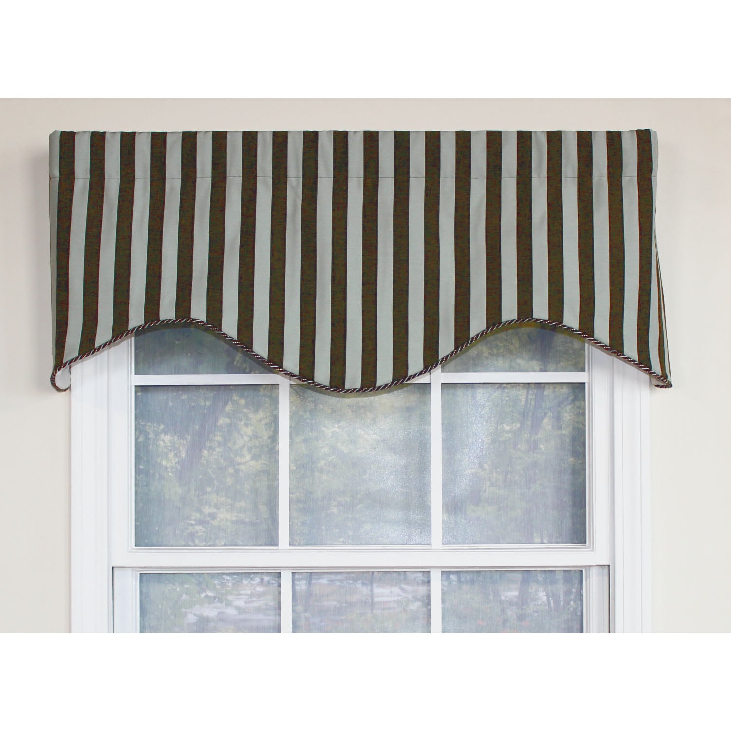 Classic Stripe Mocha Cornice Window Valance