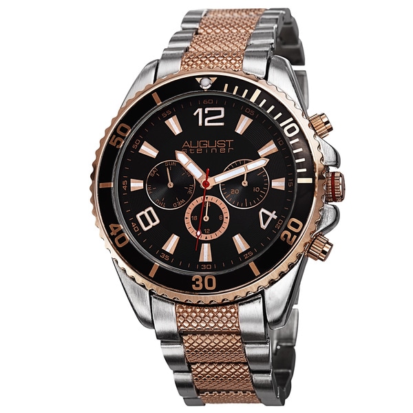 August Steiner Men's Swiss Quartz Multifunction Two-Tone Bracelet Watch. Opens flyout.