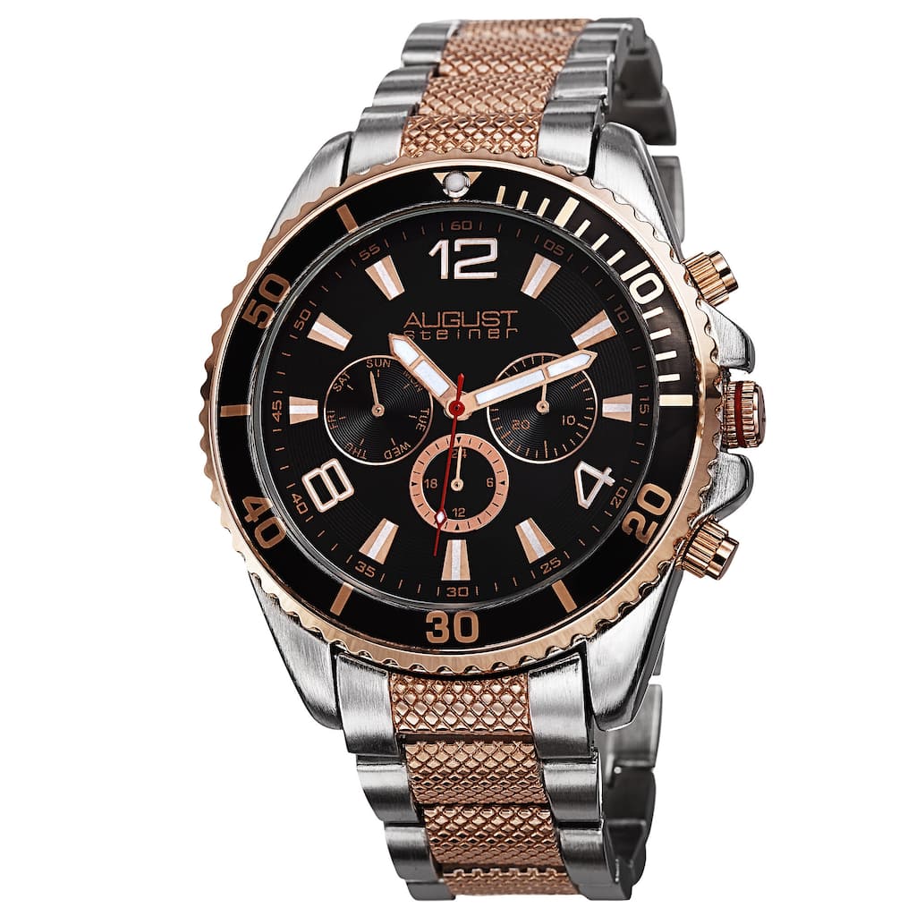 August Steiner Men's Swiss Quartz Multifunction Two-Tone Bracelet Watch