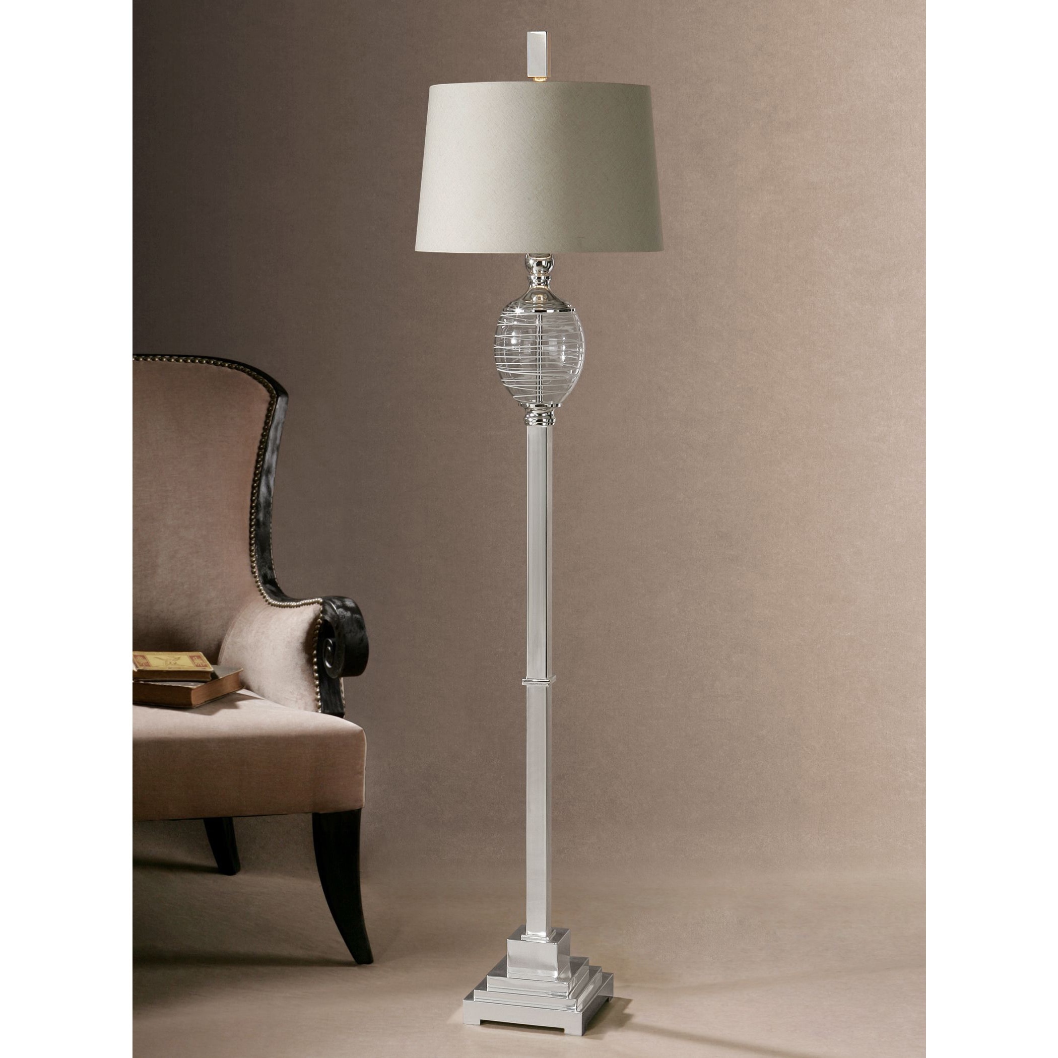 Pateros Metal Glass Fabric Floor Lamp