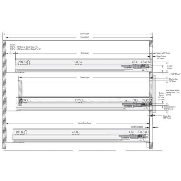 Shop Full Extension 21 3 8 Inch Soft Close Undermount Drawer