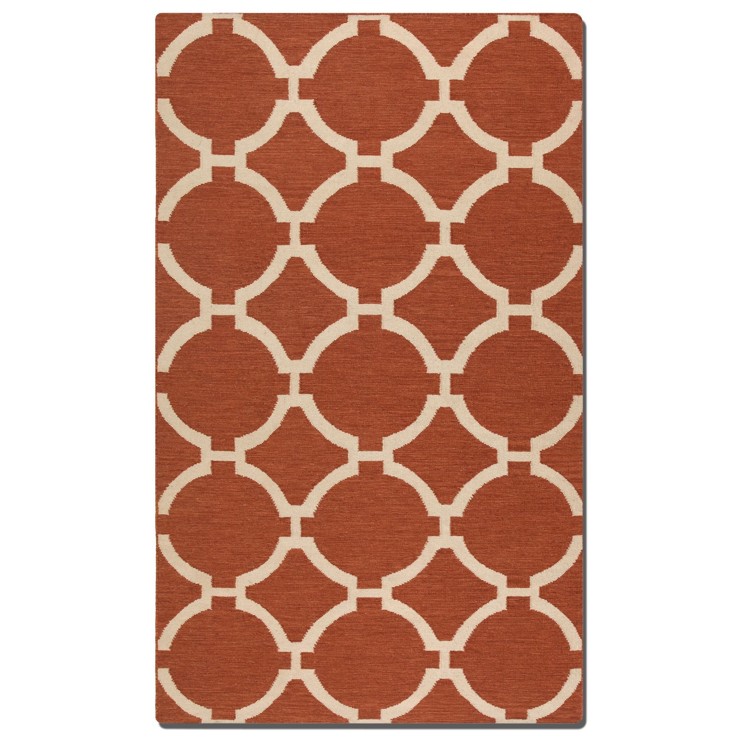 Bermuda Burnt Sienna Geometric Patterned Wool Rug (5 X 8)