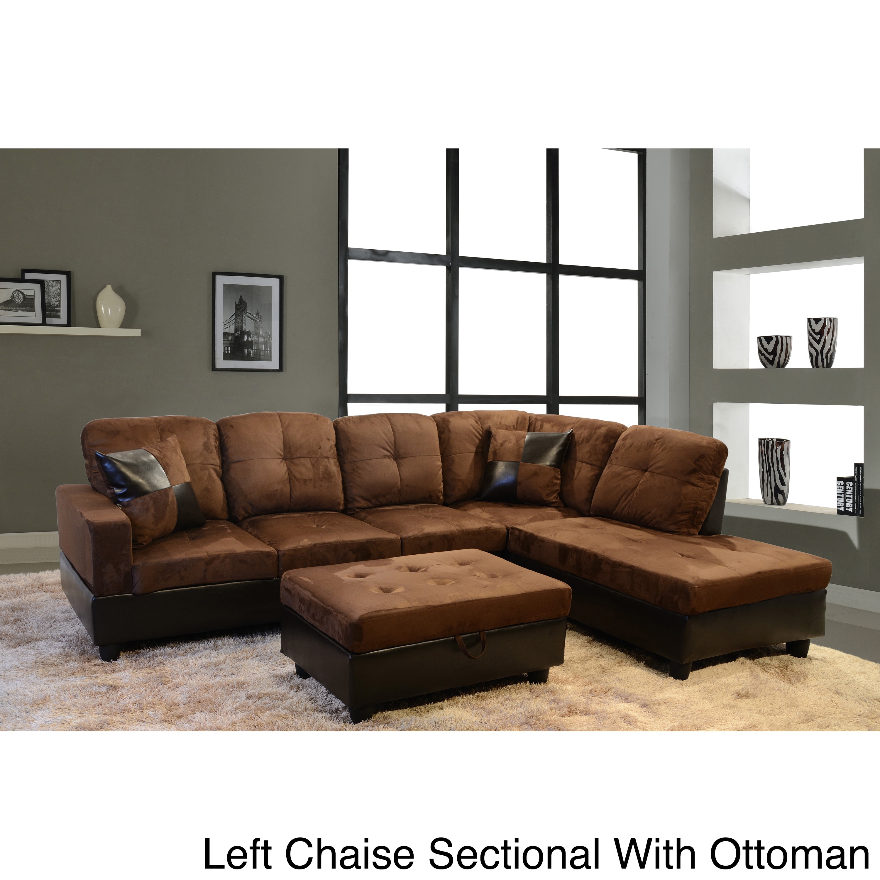 Delima 3 piece Microsuede Sectional Set