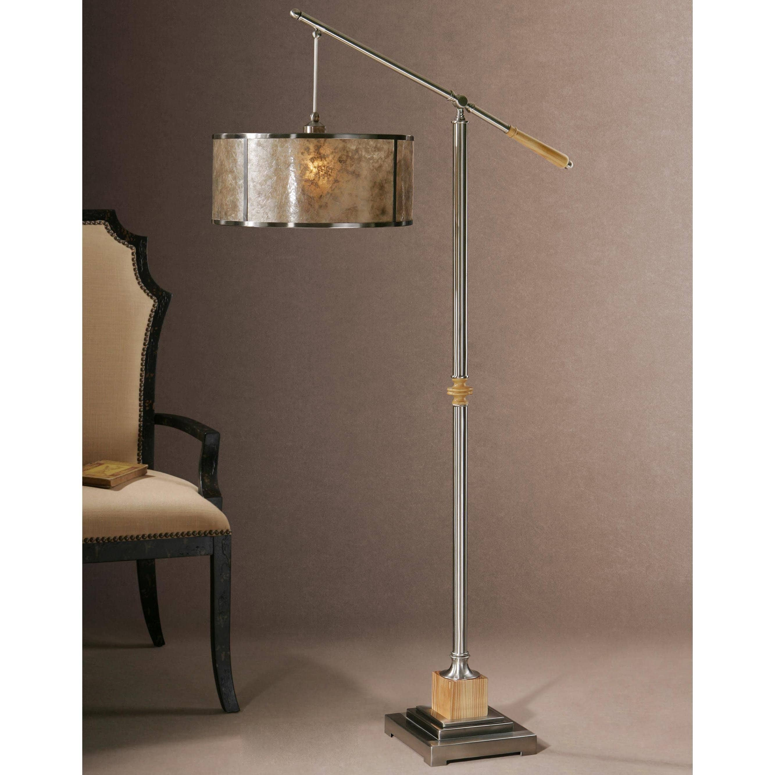 Sitka Brushed Aluminum Metal/ Mica Floor Lamp