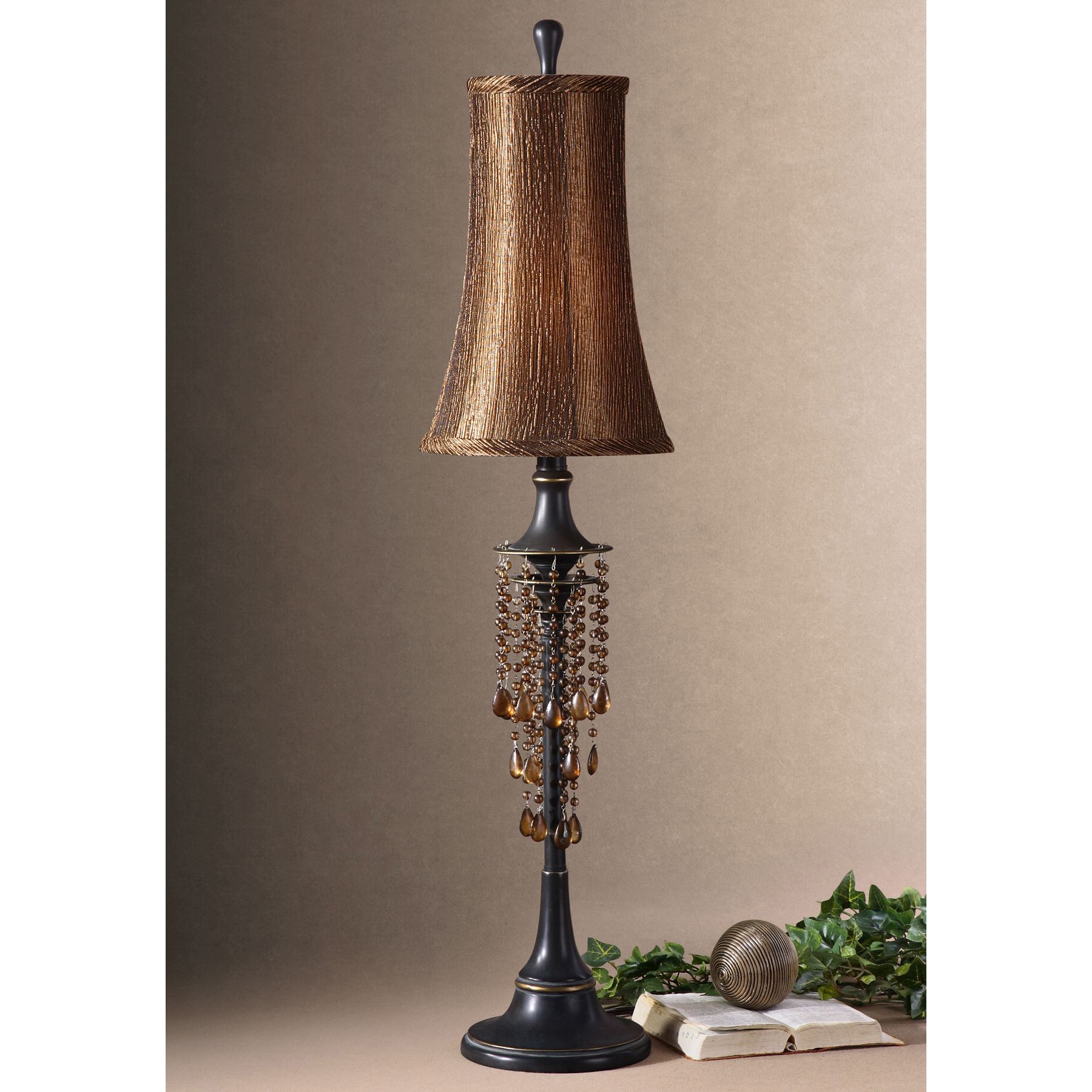 Ellenton Resin Metal Glass Fabric Floor Lamp