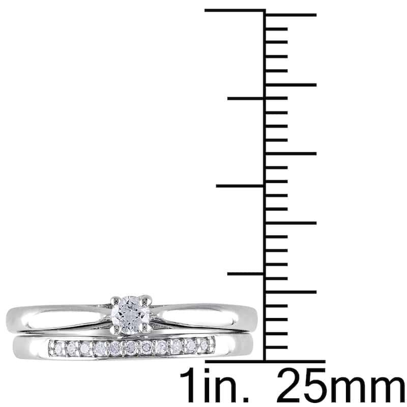 Miadora Sterling Silver 1/6ct TDW Diamond Bridal Ring Set