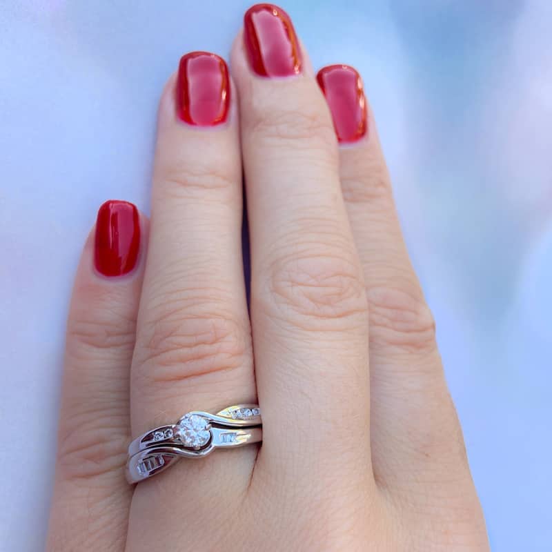Miadora 10k White Gold 1/3ct TDW Diamond Bridal Ring Set