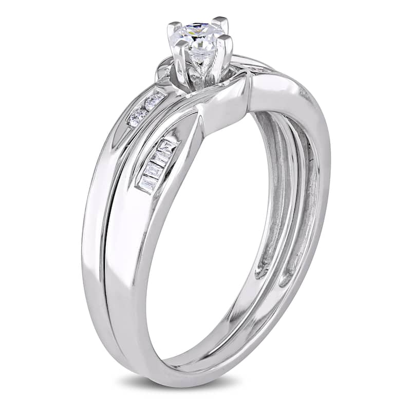 Miadora 10k White Gold 1/3ct TDW Diamond Bridal Ring Set