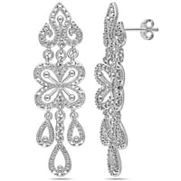Db Designs Sterling Silver Diamond Accent Lace Design Teardrop Miadora Sterling Silver Diamond Chandelier Dangle Earrings