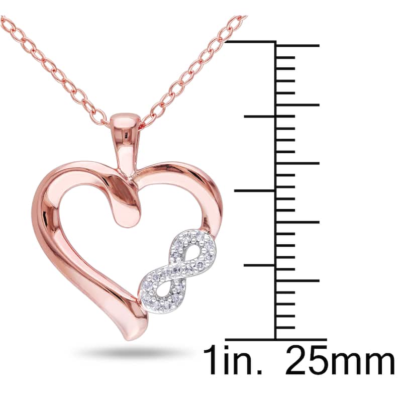 Miadora Rose Plated Silver Diamond Infinity Heart Necklace