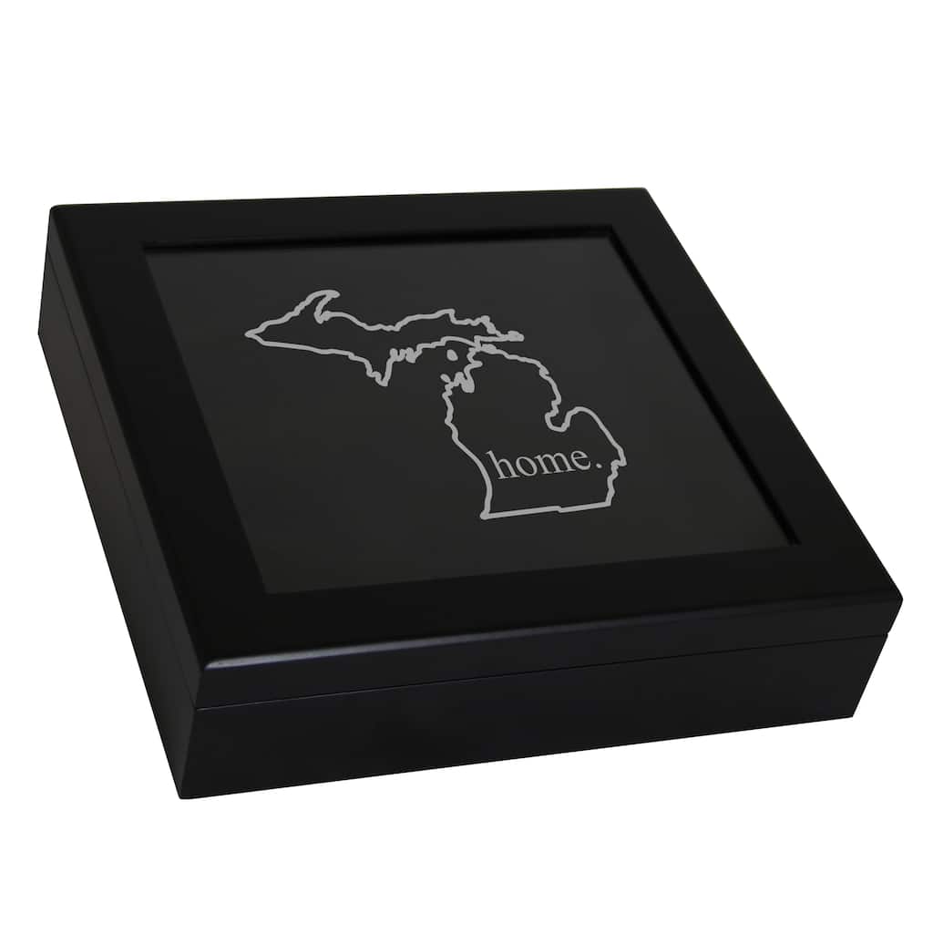 Custom Engraved Black Home State Keepsake Box