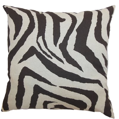 Ellie Zebra Chocolate Feather Filled 18-inch Throw Pillow