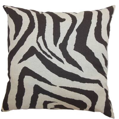 Ellie Zebra Chocolate Feather Filled 18-inch Throw Pillow