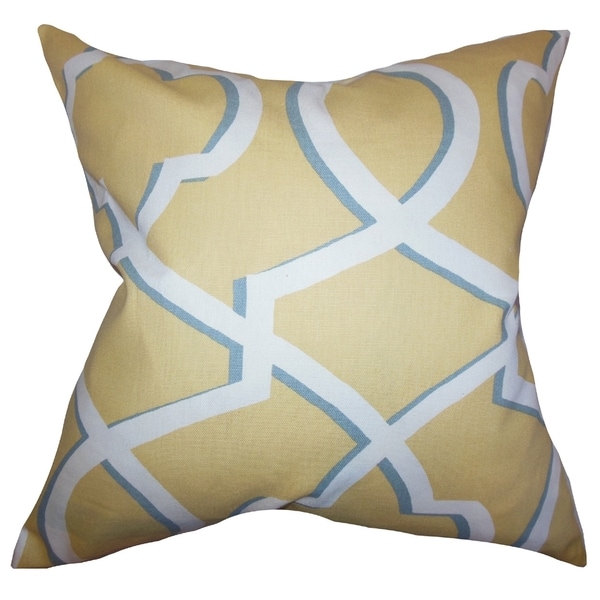 Curan Geometric Yellow Feather Filled 18 inch Throw Pillow   16283955