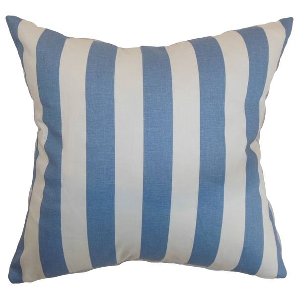 slide 2 of 2, Ilaam Stripes Baby Blue Feather Filled Throw Pillow 18 Inches X 18 Inches