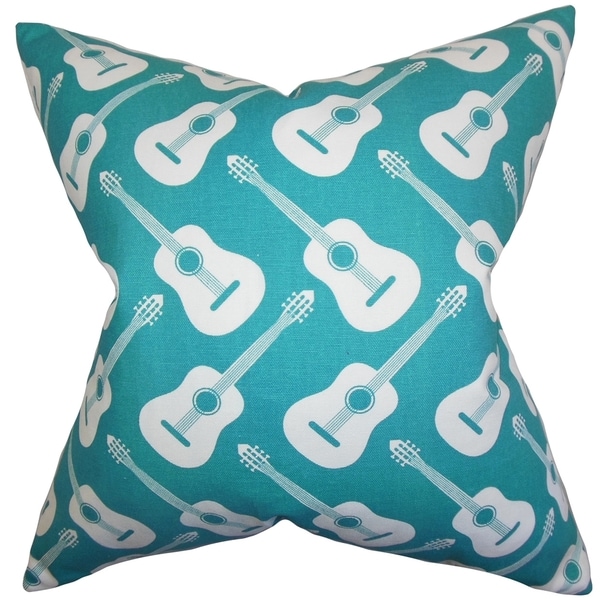 Roxie Geometric Turquoise Feather Filled 18 inch Throw Pillow