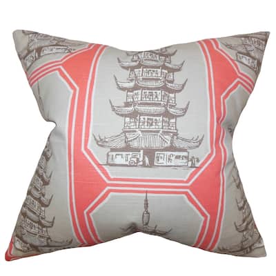 Chakra Geometric Gray Pink Feather Filled 18-inch Throw Pillow