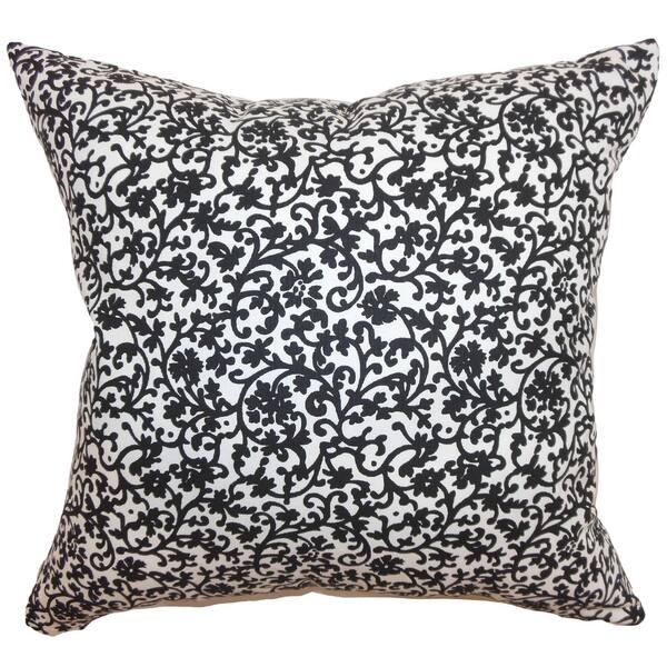 Vappi Floral Black White Feather Filled 18-inch Throw Pillow - Bed Bath ...