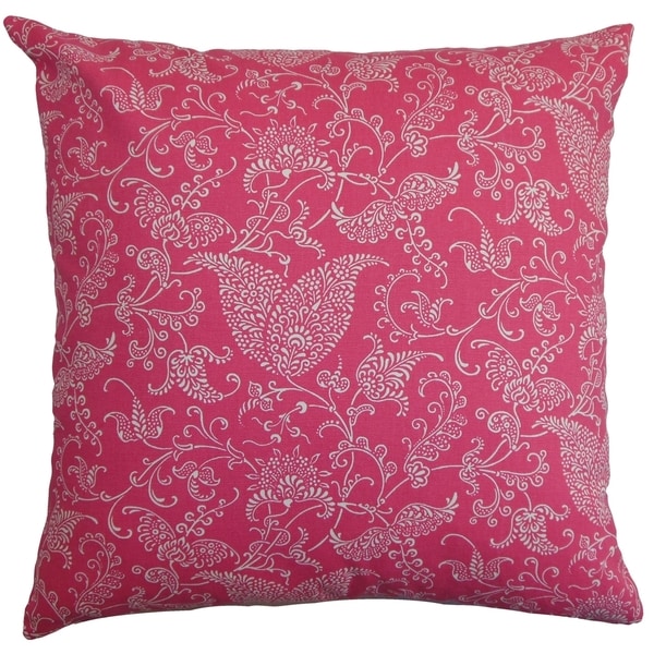 Aderyn Paisley White Pink Feather Filled 18 inch Reversible Throw