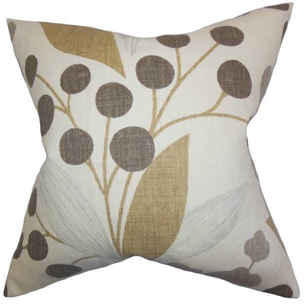 Geneen Floral Raffia Feather Filled 18-inch Throw Pillow - Overstock ...