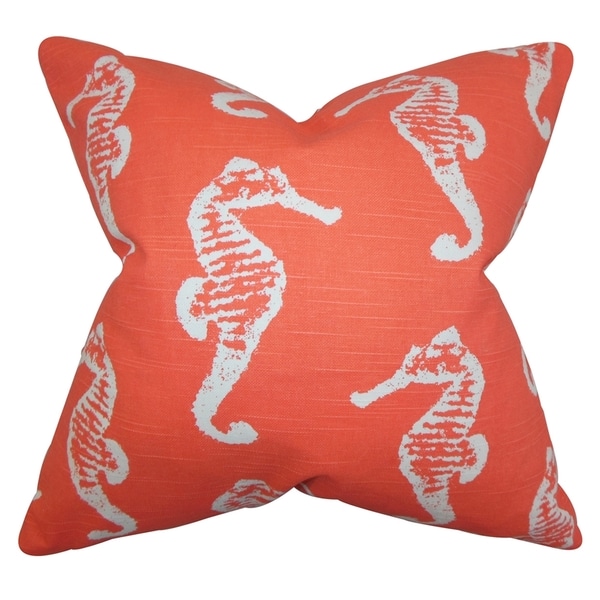 Jolyon Coastal Orange Feather Filled 18 inch Throw Pillow