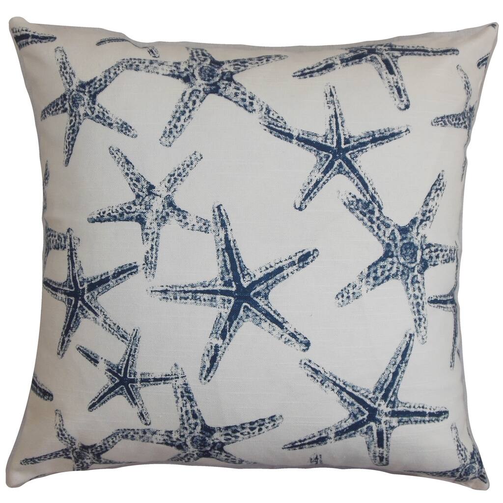 Ilene Coastal Navy Blue Feather Filled 18-inch Throw Pillow