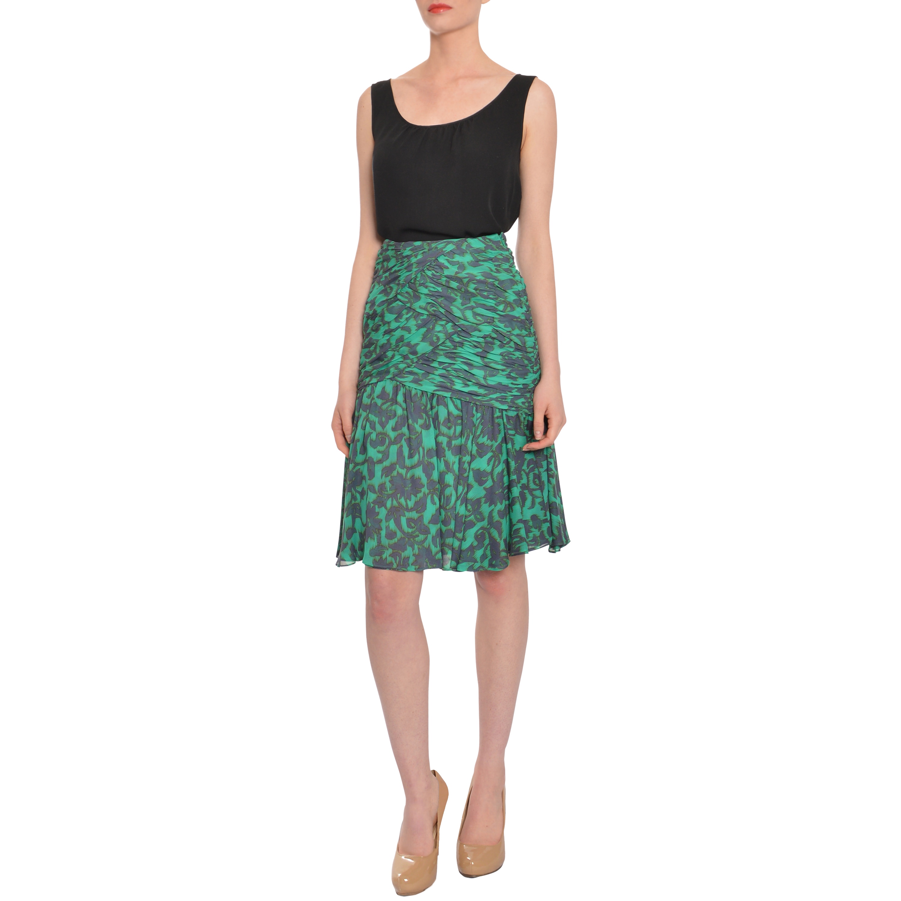 Escada Womens Ruched Silk Evening Skirt