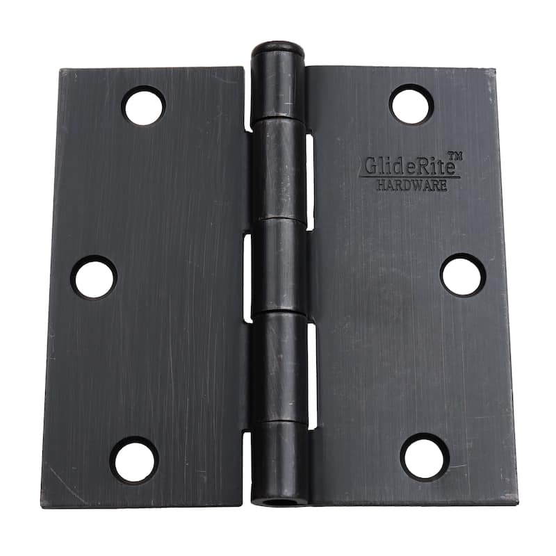 GlideRite 4" x 4" Square Corner Oil Rubbed Bronze Door Hinges (Pack of 12)