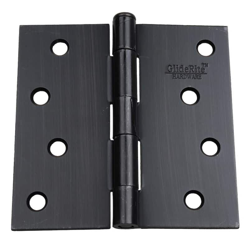 GlideRite 4" x 4" Square Corner Oil Rubbed Bronze Door Hinges (Pack of 12)