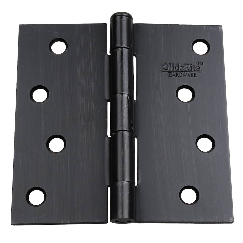 GlideRite 4" x 4" Square Corner Oil Rubbed Bronze Door Hinges (Pack of 12)