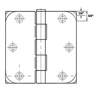 GlideRite 3.5" x 5/8" Radius Satin Nickel Door Hinges (Pack of 12)