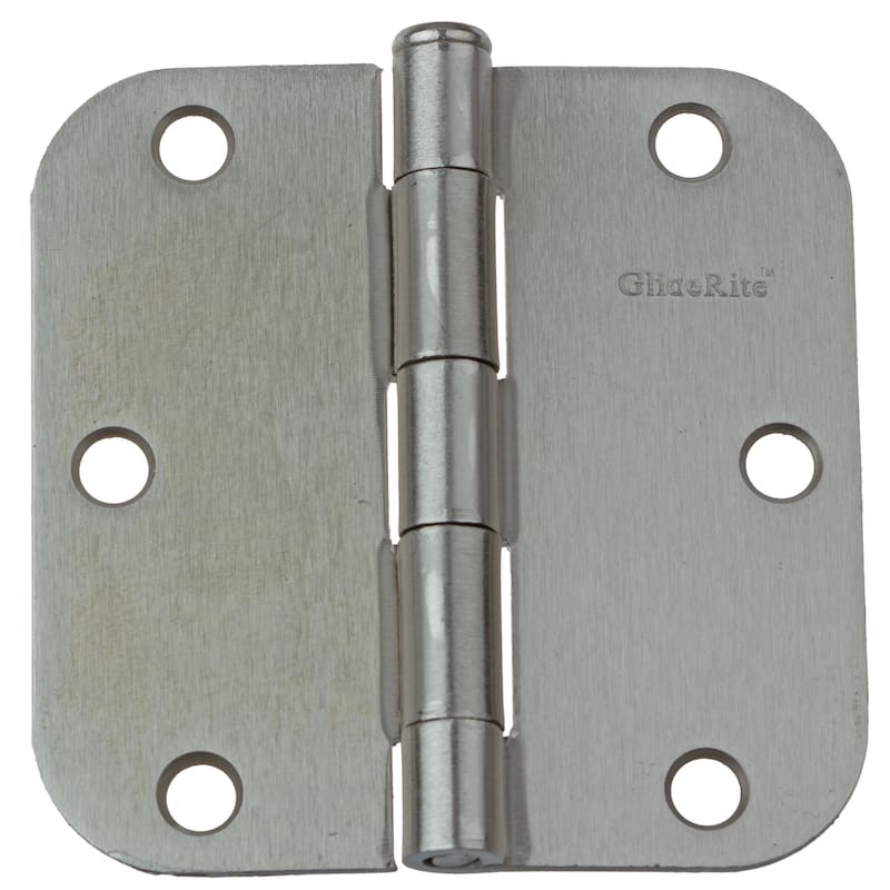 GlideRite 3.5" x 5/8" Radius Satin Nickel Door Hinges (Pack of 12)