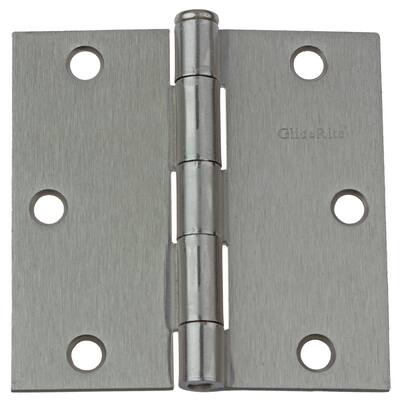 GlideRite 3.5" x 3.5" Square Corner Satin Nickel Door Hinges (Pack of 12)